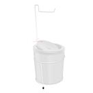 Suporte Porta Papel Higiênico Com Lixeira 5 Litros Basculante Redonda Cesto Lixo Chão Banheiro Branco - 490 AMZ