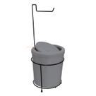 Suporte Porta Papel Higiênico Com Lixeira 5 Litros Basculante Redonda Cesto Lixo Chão Banheiro Cinza Preto - 450 AMZ