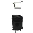 Suporte Porta Papel Higiênico Com Lixeira 5 Litros Basculante Retangular Cesto Lixo Chão Banheiro Preto - 458 AMZ Suporte Porta Papel Higiênico Com Lixeira 5 Litros Basculante Retangular Cesto Lixo Chão Banheiro Preto - 458 AMZ
