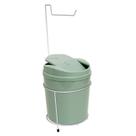Suporte Porta Papel Higiênico Com Lixeira 5L Cesto Lixo Tampa Basculante Banheiro Verde Branco - 505 AMZ