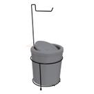 Suporte Porta Papel Higiênico Com Lixeira 5L Cesto Lixo Tampa Basculante Redondo Banheiro Cinza Preto - 450 AMZ Suporte Porta Papel Higiênico Com Lixeira 5L Cesto Lixo Tampa Basculante Redondo Banheiro Cinza Preto - 450 AMZ