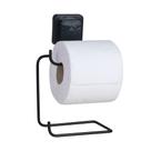Suporte Porta Papel Higiênico Luxo Preto Duplo Sem Furo Box