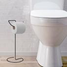 Suporte Porta Papel Higiênico Meia Lua de Chão Preto Plug Lar Organização e Estilo para Banheiro