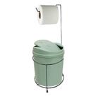 Suporte Porta Papel Higiênico Preto Com Lixeira 5L Cesto Lixo Verde Tampa Basculante Banheiro - 459 AMZ Suporte Porta Papel Higiênico Preto Com Lixeira 5L Cesto Lixo Verde Tampa Basculante Banheiro - 459 AMZ