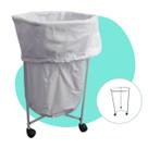 Suporte Porta Saco Hamper Hospitalar 100 Litros Com Rodizios Algodão Roupas Cesto Clínica Metalico Rodinha