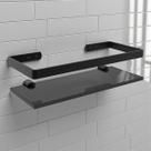 Suporte porta shampoo prateleira de vidro 10x35 cm preto Suporte porta shampoo prateleira de vidro 10x35 cm preto