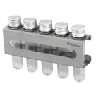Suporte Porta Temperos Inox com 5 Tubetes - com Dupla Face