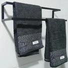Suporte Porta Toalha Preto Toalheiro Duplo De Ferro Banheiro