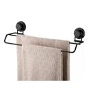 Suporte Porta Toalha Rosto Duplo 45cm Preto Fosco Fixação Ventosa