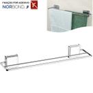 Suporte Porta Toalha Toalheiro Duplo 45cm Banheiro Adesivo Dupla Face Cromado - 184 Future