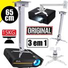 Suporte Projetor Datashow Para Teto E Parede Extensão Articulável de 65cm Branco Até 15kg Universal Profissional 4 Furos