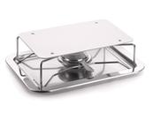 Suporte Réchaud Retangular Com Placa Difusora 4 Peças Para Formas Travessas Assadeira Mantem Quente Com Queimador Servir Buffet Restaurante