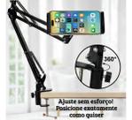 Suporte Tablet Mesa Microfone Articulado 360 Preto