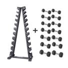 Suporte Torre 10 Pares + Par Halter 5, 6, 7, 8, 9, 10 e 12,5kg Suporte Torre 10 Pares + Par Halter 5, 6, 7, 8, 9, 10 e 12,5kg