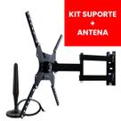 Suporte Tv Articulado Parede 23 A 55 Polegadas e Antena Digital Preta Interna CS0040ASCSHD500