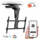 Suporte TV Teto Elétrico Motorizado 37 a 75 Controle App Wifi Alexa Tuya Smart Life Panda Plus Google Rotação 180 Inclinação 75 Suporta Até 45kg