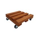 Suporte Vaso Quadrado 22cm Roda Preta Mogno