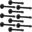 Suportes de prateleira para tubos YCCO Industrial Black Iron 25 cm, conjunto de 10