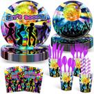 Suprimentos de festa Avezano Disco Theme, 192 unidades, serve 24