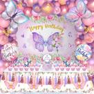 Suprimentos de festa Bolake Butterfly, decoração de aniversário, 138 unidades para meninas