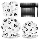 Suprimentos de festa Durony Dog Paw Print Birthday 72 peças