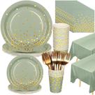 Suprimentos de festa Etsutomy Sage Green 127PCS serve 25 convidados