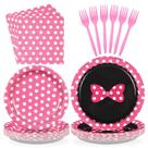 Suprimentos de festa Greencian Pink Mouse com laço 96 unidades para 24 Suprimentos de festa Greencian Pink Mouse com laço 96 unidades para 24