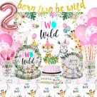Suprimentos de festa HIPEEWO Two Wild Birthday Girl 2º aniversário