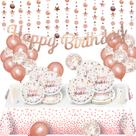 Suprimentos de festa Irichna Rose Gold Birthday para mulheres/meninas