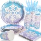 Suprimentos de festa LOOWVY 175 unidades Snowflake Frozen Birthday