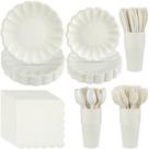 Suprimentos de festa Newtay, 350 unidades para 50 convidados, branco creme