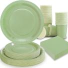 Suprimentos de festa: pratos de papel verde Gudvilla Sage, 200 unidades