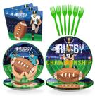Suprimentos de festa SCIONE Football Plates e guardanapos para 24 convidados Suprimentos de festa SCIONE Football Plates e guardanapos para 24 convidados