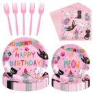 Suprimentos de festa SiliFine Cat Birthday 122 unidades para 24 convidados