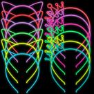 Suprimentos de festa Suyegirl Glow in The Dark Cat Ear Crowns 12 unidades