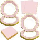 Suprimentos de festa VEIZEDD: Pratos e guardanapos de papel rosa x100