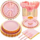 Suprimentos de festa Ziliny 350 Light Pink Gold Plates, guardanapos para 50 convidados