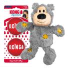 Suprimentos para animais de estimação KONG Wild Knots Bear & Signature Balls, pacote com 2