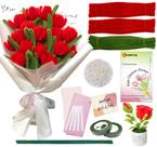 Suprimentos para artesanato Limpadores de cachimbo Buquê de flores de tulipa rosa faça você mesmo