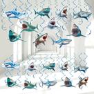 Suprimentos para festas CHUNNIN Shark Birthday Hanging Swirls 60 unidades
