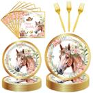 Suprimentos para festas EngoEagle Horse Birthday, 96 unidades e utensílios de mesa