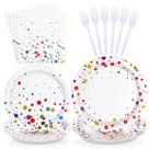 Suprimentos para festas, grencian Colorful Polka Dots serve 24 horas