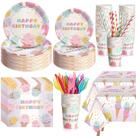Suprimentos para festas LOYIM Ice Cream Birthday 194 unidades para 24 convidados