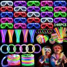Suprimentos para festas TURNMEON Glow in the Dark 148 unidades com óculos de LED