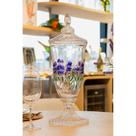 Suqueira com Pé e Tampa Lavanda Hand Painting 2L Cristal