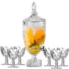Suqueira Cristal 3,0L + 6 Taças Água Diamante Kit 7 pçs
