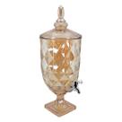 Suqueira De Vidro Ambar 5 Litros Jarra Com Torneira Design Diamante Dourada Para Suco Água Saborizada 5000 Ml Em Casa Tem