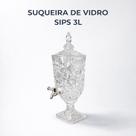 Suqueira de Vidro Diamond 5 litros 3L com Torneira Dispenser de Bebidas Elegante