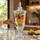 Suqueira Jaca Vidro Cristal 1,8L Dispenser de Bebidas com Torneira para Suco Água Festa e Eventos