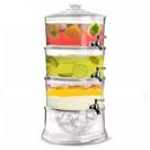 Suqueira Tripla Dispenser 3 Em 1 Grande 10,5 Litros Acrilica Multiuso Empilhavel Independente Kit Refresqueira Suco Agua